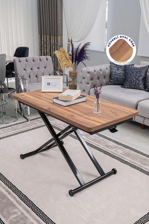 Akıllı Sehpa Home Üst Tabla Mdf Urartu Oval Köşe Alt Siyah Renk