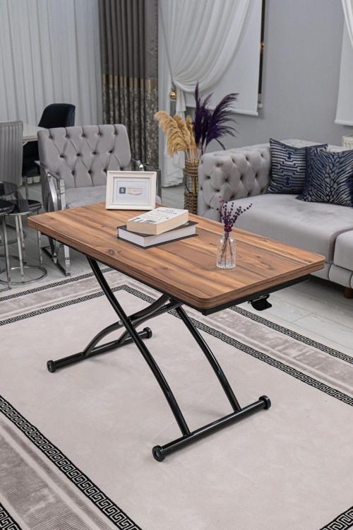 Akıllı Sehpa Juppo Üst Tabla Mdf Urartu Oval Köşe Alt Ayak Siyah Dışa Kıvrım