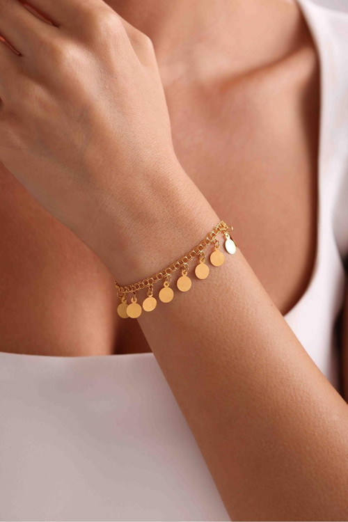 14 Ayar Altın Pullu Telkari Bileklik