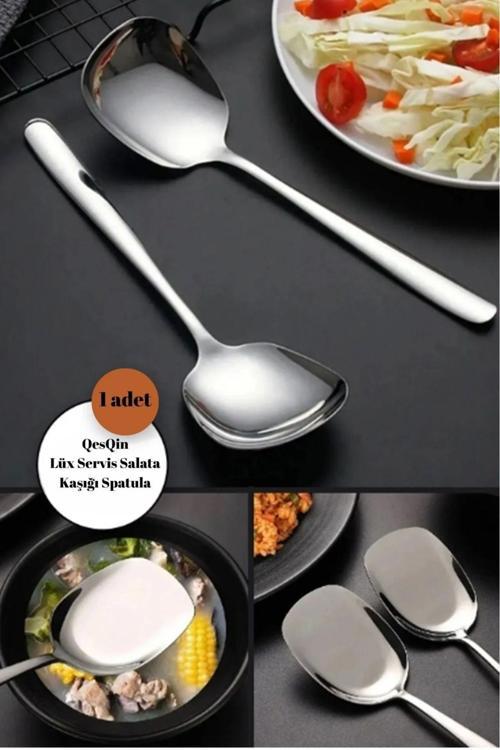 Paslanmaz Çelik Salata Ve Yemek Servis Kaşığı 21 Cm Lüx Mutfak Spatulası 1 Adet