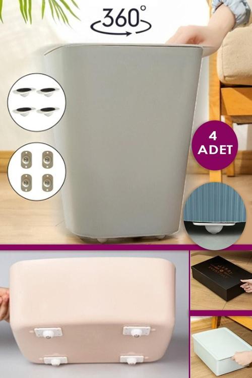 Pratik 4Lü 360 Derece Döner Tekerlek Bilyeli Eşya Kaydırma Aparatı Yapışkanlı Kolay Taşıma Bilyeler