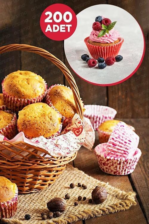 200 Adet Muffin Kek Kalıbı & 1.Sınıf Kalite Kek Kapsülü Cupcake Muffin Kağıdı 200'Lü