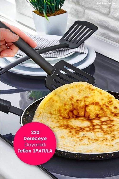 Pratik Yanmaz Yapışmaz Teflon Spatula | 220 Dereceye Dayanıklı Teflon Servis Spatulası | 1 Adet