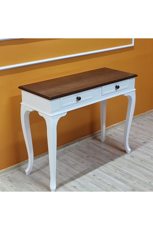 Lükens 120 Cm Ceviz Tablalı Lake Yarı Mat Beyaz Makyaj Masası