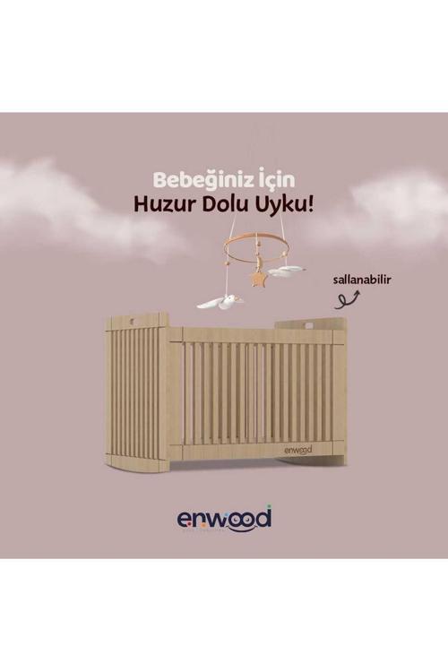 ALGOL MODÜLER MDF SALLANAN BEŞİK SAFİR MEŞE (İÇ YATAK ÖLÇÜSÜ 60 CM  X 100 CM)