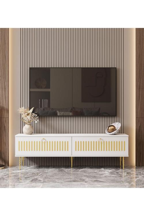 Andromeda GOLD SERİSİ 160 cm 2 kapaklı MDF TV ÜNİTESİ 160 x 50 x 32 cm