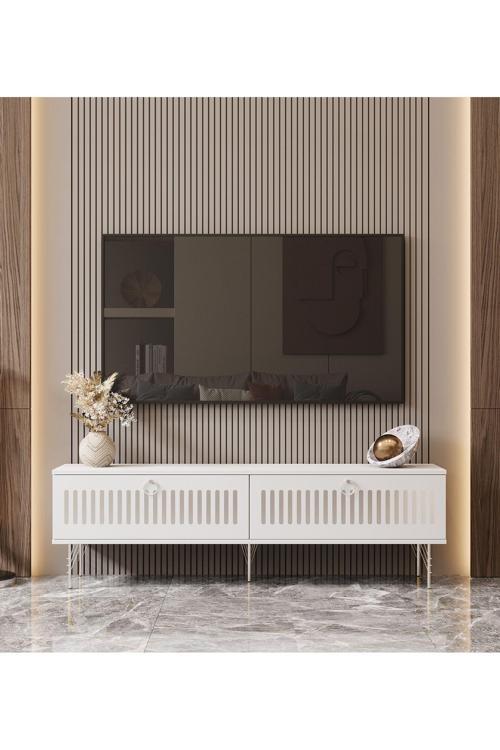 Andromeda SİLVER SERİSİ 140 cm 2 kapaklı MDF TV ÜNİTESİ 140 x 50 x 32 cm