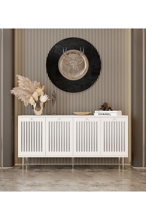 Andromeda SİLVER SERİSİ 160 cm 4 kapaklı MDF Konsol 160 x 80 x 40 cm