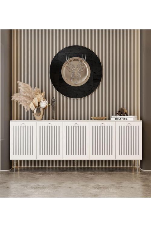 Andromeda SİLVER SERİSİ 180 cm 5 kapaklı MDF Konsol 180 x 80 x 40 cm