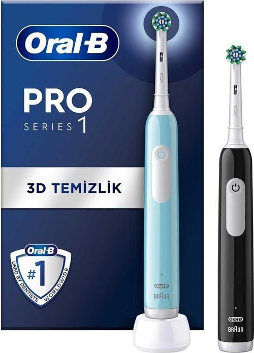 Pro Series 1 Elektrikli Diş Fırçası Siyah - Mavi 2 Adet + 2 Diş Fırçası Başlığı