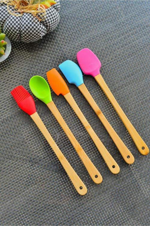 5 Li Mini Bambu Spatula Seti / Renkli