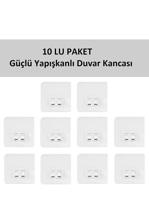 Yedek 10 Adet Yapışkanlı Sticker Kendinden Yapışkanlı Kancalı Yapışkan Banyo Rafı Su Geçirmez Askı