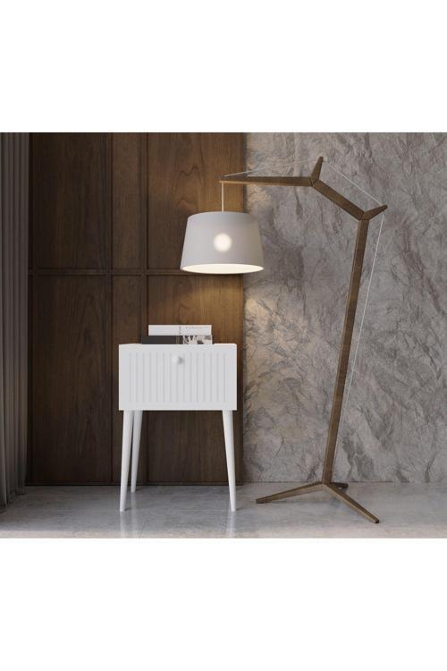 CANOPUS MDF BEYAZ AHŞAP AYAKLI TEK KAPAKLI KOMODİN