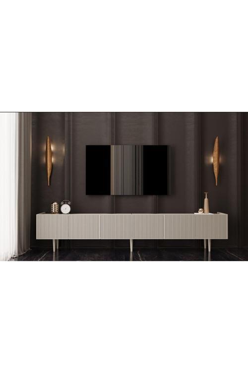 CAPELLA  Mdf 6 Kapaklı Ahşap Ayaklı (120 CM X 2 ADET) 240 Cm Tv Ünitesi