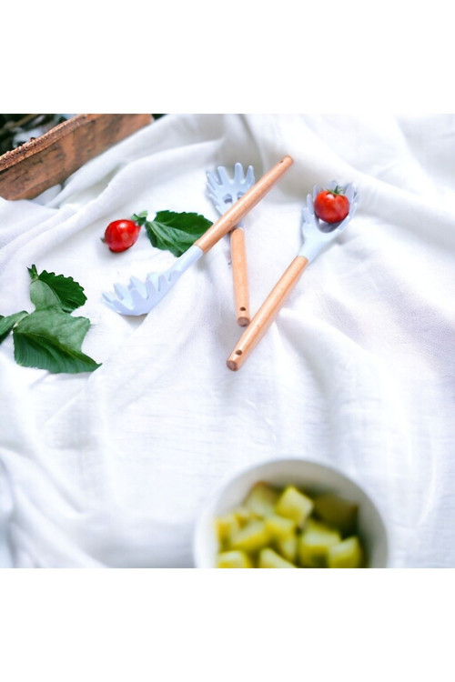 Bambu Silikon Spagetti Kaşığı (Turkuaz)