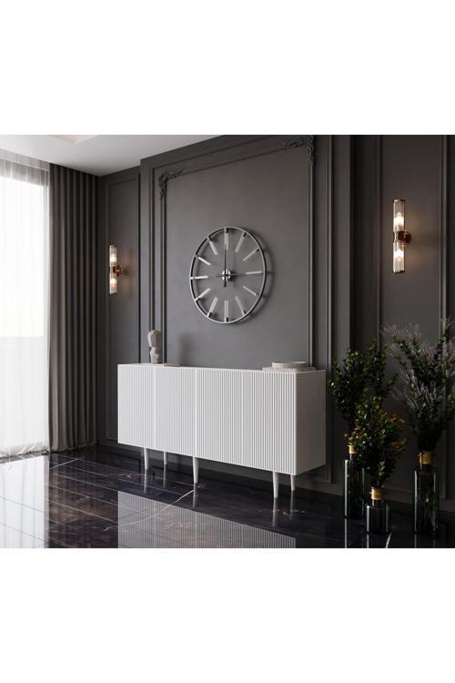 Capella Beyaz Mdf 4 Kapaklı Raflı 160 Lık Konsol