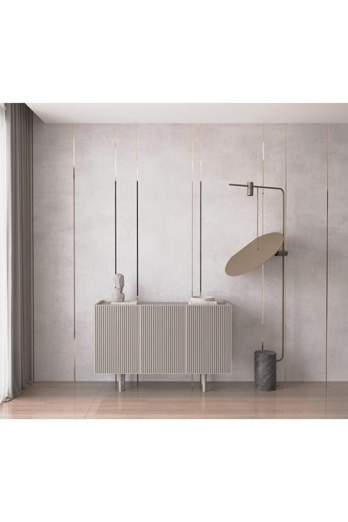 Capella Kum Taşı Rengi Mdf 3 Kapaklı Raflı 120 Lık Konsol