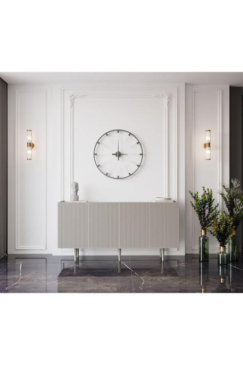 Capella Kum Taşı Rengi Mdf 4 Kapaklı Raflı 160 Lık Konsol
