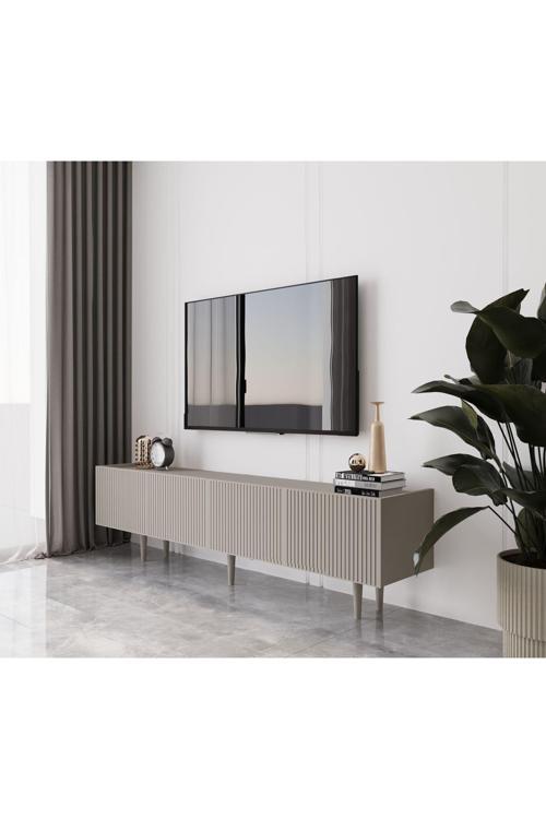 Capella Kumtaşı Rengi Mdf 4 Kapaklı Ahşap Ayaklı 160 Cm Tv Ünitesi