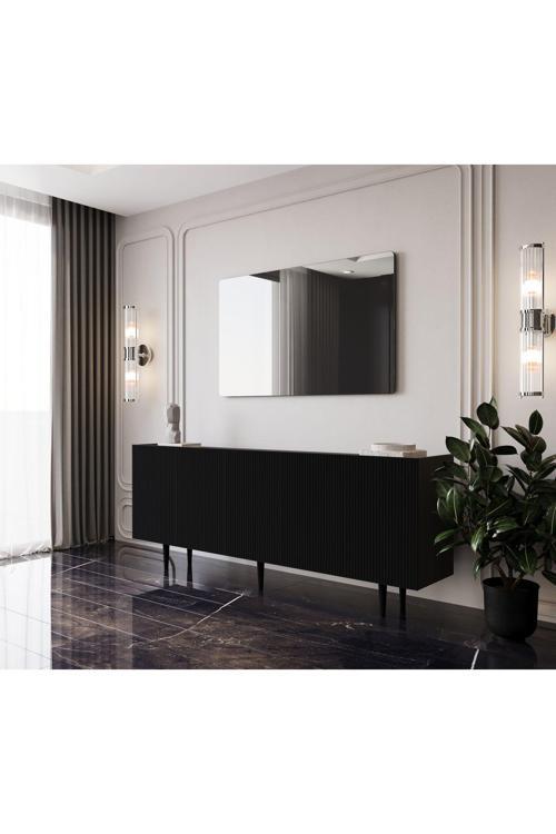 CAPELLA SİYAH MDF 5 KAPAKLI RAFLI 180 LİK KONSOL