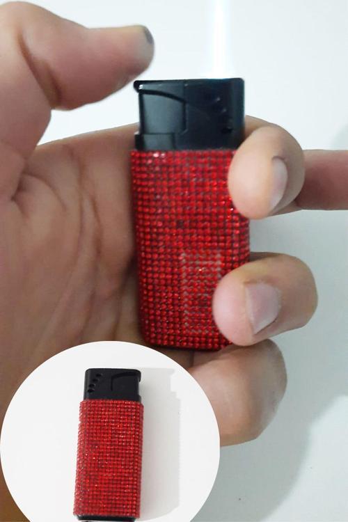 Metal Kasa Renkli Kristal Taşlı Kaplama Turbo Pürmüz Çakmak Doldurulabilir Çakmak