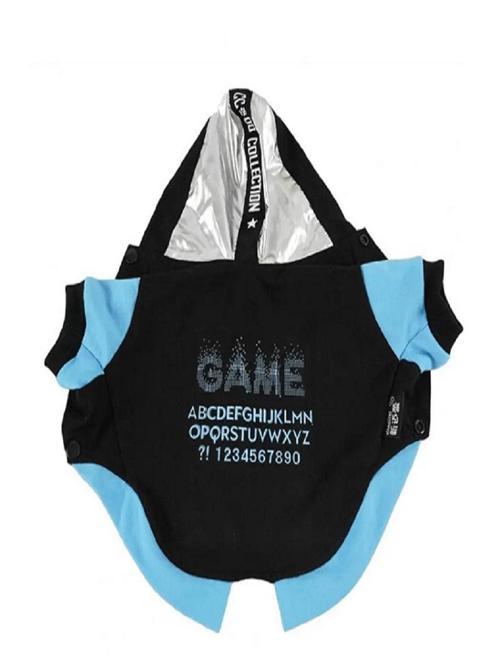 Mavi Siyah Kapşonlu Kedi Köpek Sweat Ceket