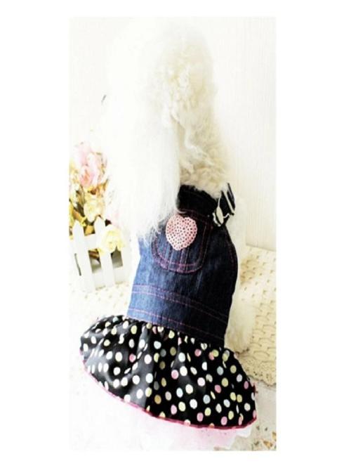 KALP DETAYLI ASKILI DENIM KEDİ KÖPEK ELBİSE