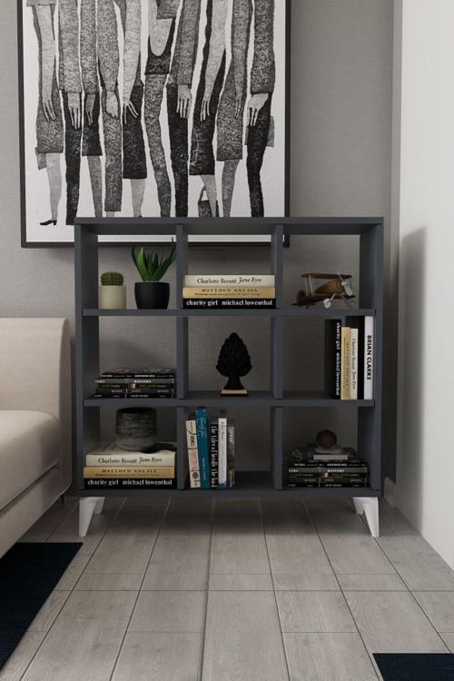 9 Kare Küp Kitaplık 9 Bölmeli Raflı Kitaplık Kare Kitaplık Kütüphane Antrasit