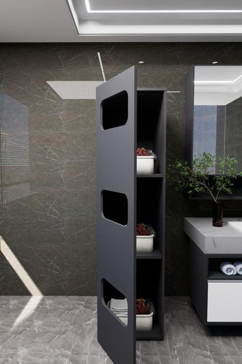 Lavina Banyo Kirli Sepetli Çamaşır Dolabı Antrasit