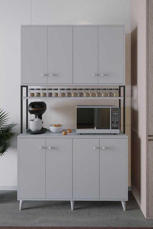 Nexar Kavhe Köşesi 8 Raflı Çok Amaçlı Mutfak Dolabı Beyaz