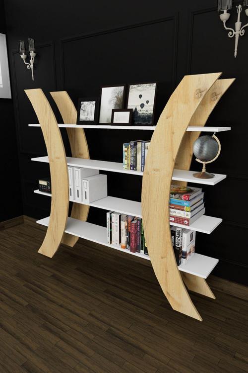 Renyu X Dekoratif Geniş Kitaplık Rivoli Beyaz Modern Tasarım