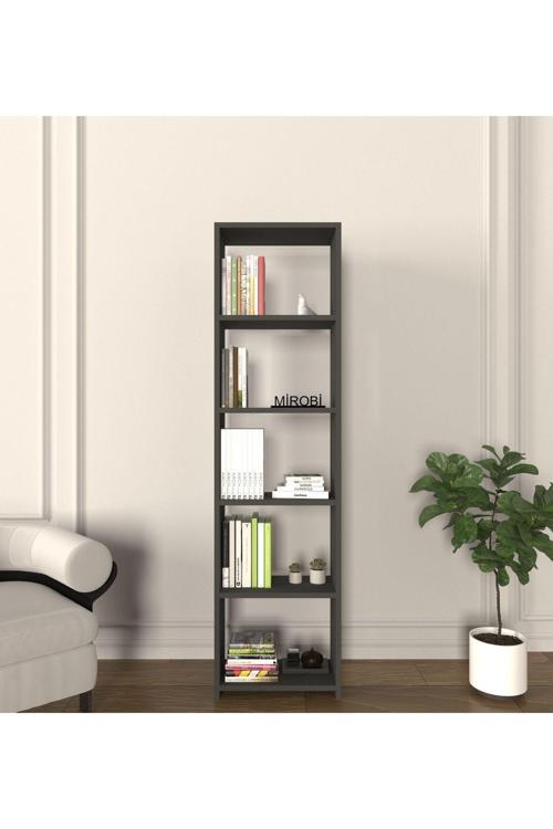 Rubik 5 Raflı 40 Cm Dekoratif Kitaplık Antrasit Kitaplık Ofis Kitaplığı Dolap Evrak Rafı Ev R