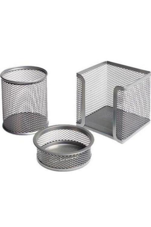 Masa Ofis Seti Metal File Gri 3 Lü Paket