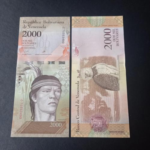 Venezuela 2000 Bolivar Çil Eski Yabancı Kağıt Para