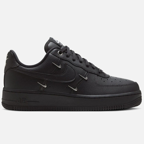 Air Force 1 '07 LX ''Metallic Swooshes'' Leather Sneaker Hakiki Deri Kadın Günlük Spor Ayakkabı Siyah