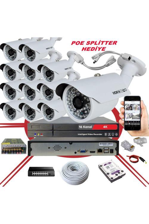 13' lü 5 MP 1940P Sensör 6 Megapiksel Sony Lens Metal Kasa IP Güvenlik Kamerası Seti_BS 748IP