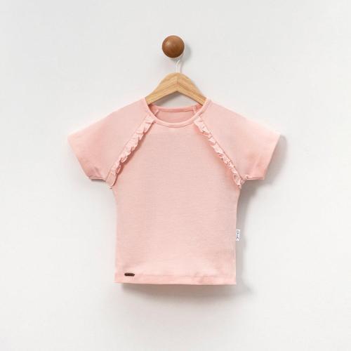 Kaşkorse Fırfırlı Kısa Kol Kız Çocuk Tişört