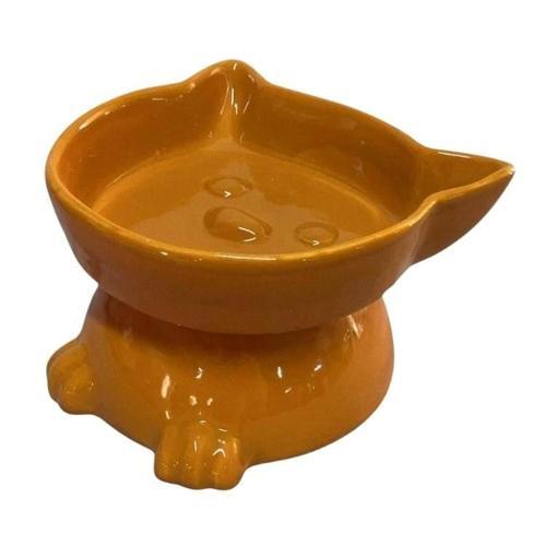 AYAKLI KEDİ KAFALI KEDİ VE KÖPEK MAMA VE SU KABI TURUNCU