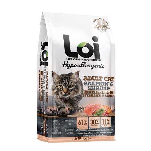 Loi Hipoalerjenik Sterilised Kısır Kedi Maması Somonlu ve Karidesli 15 Kg