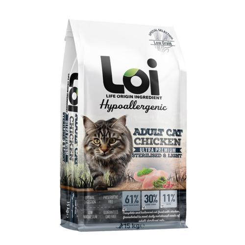 Loi Hipoalerjenik Sterilised Kısır Kedi Maması Tavuklu 15 Kg