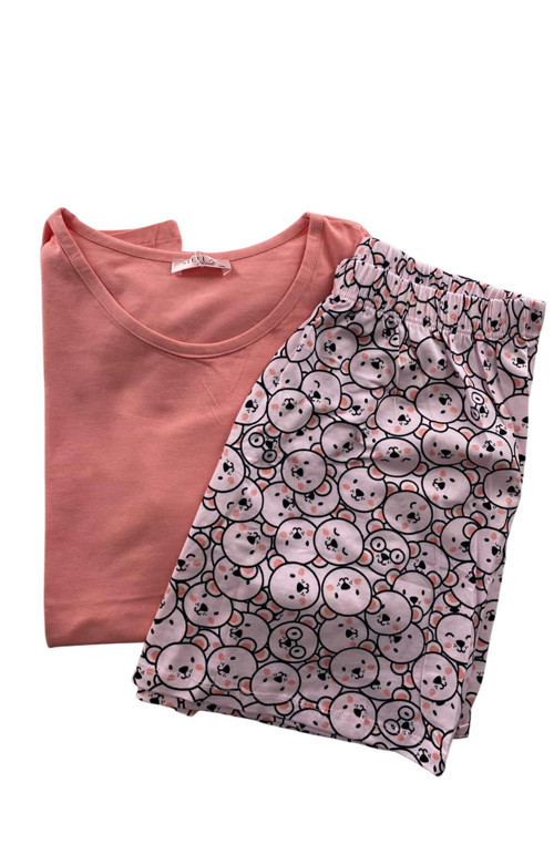 Kadın Ayıcık Desenli Pijama Takım - 5493 - STLLA PNK