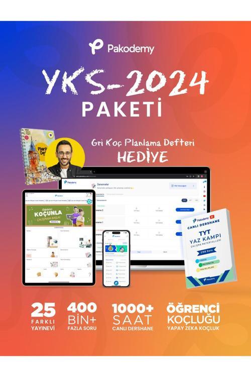 Pakodemy Yks 2024 Paketi (Canlı Ders, 400.000 Soru, Yapay Zeka İle Öğrenme)