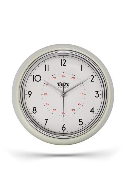 New-Max Premium Serisi Retro Tasarım Metal Kadranlı Bombeli Cam Özellikli 25 cm Ev ve Ofis Saati Beyaz