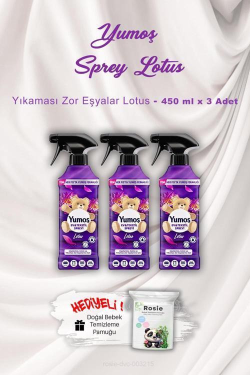 Ev ve Tekstil Spreyi Lotus Yıkanması Zor Eşyalar 3 X 450 ml ROSIE Hediyeli