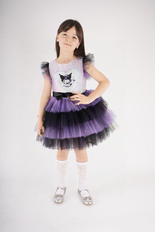 KIZ ÇOCUK KUROMİ MODELLİ TÜL TÜTÜ ETEKLİ ELBİSE