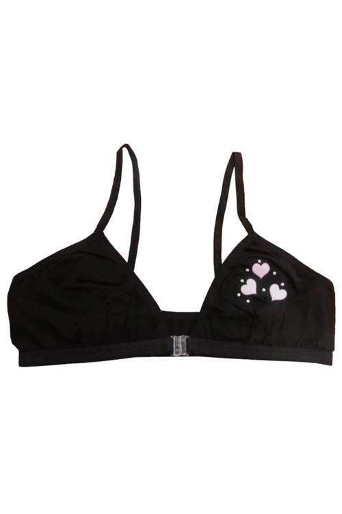 Kız Çocuk Likralı Taşlı Alıştırma Sütyeni | Siyah K0872