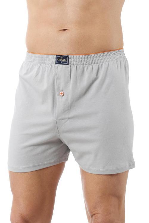 Şardonlu Pamuklu Düğmeli Penye Erkek Boxer | Gri Melanj K0041