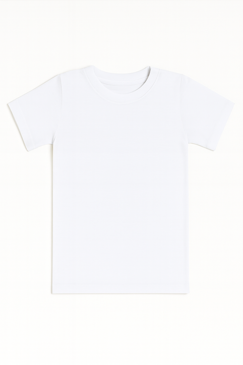 Erkek Çocuk %100 Pamuklu Ribana Yarım Kol Kapalı Yaka Fanila | Beyaz 0706