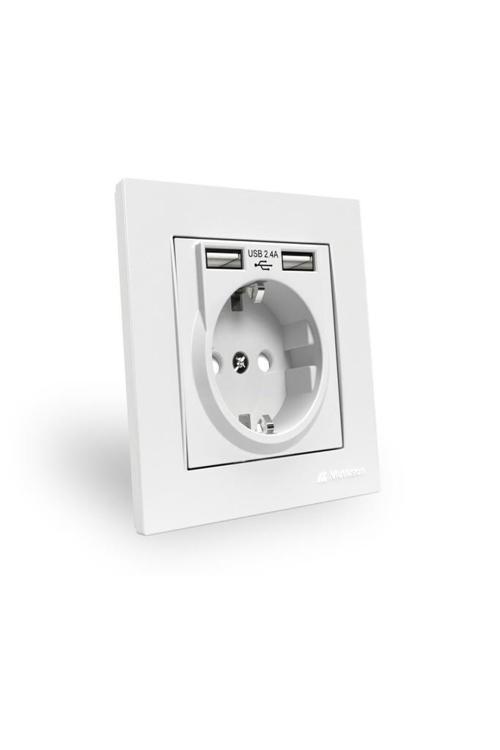 Rita Beyaz 2,4 A 2 USB li Topraklı Priz