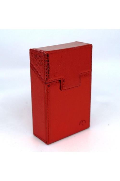 > Sigara Kutusu / Kılıfı - Deri Ve El Yapımı - Large / Parlak Kırmızı